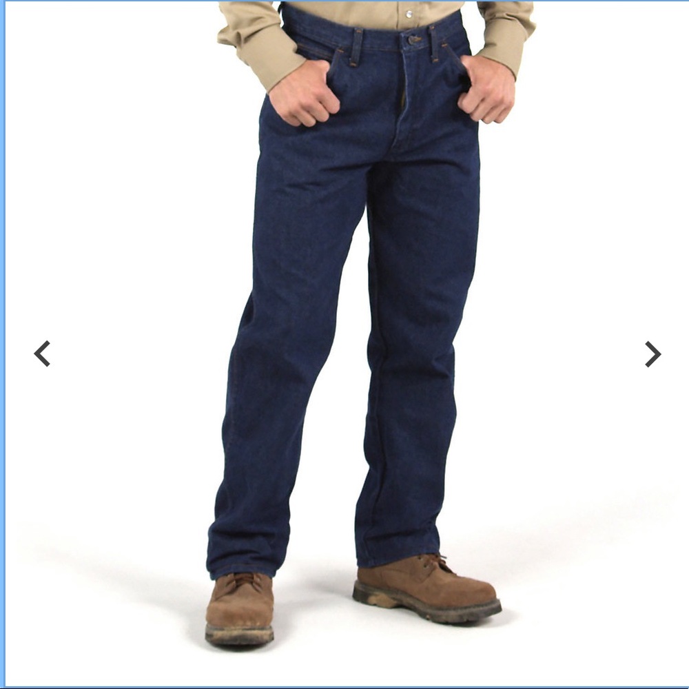 Men’s Wrangler Flame Resistant relaxed fix jeans.